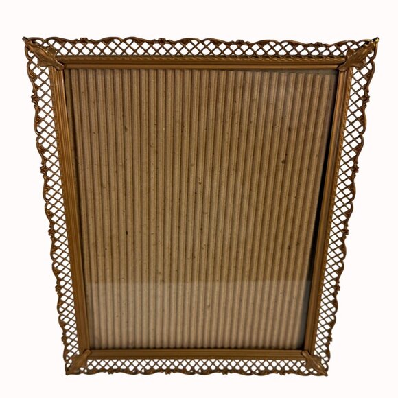 Ornate Metal Picture Frame Gold Tone Vintage Lattice Design Glass Front 8 X 10 - Picture 2 of 16